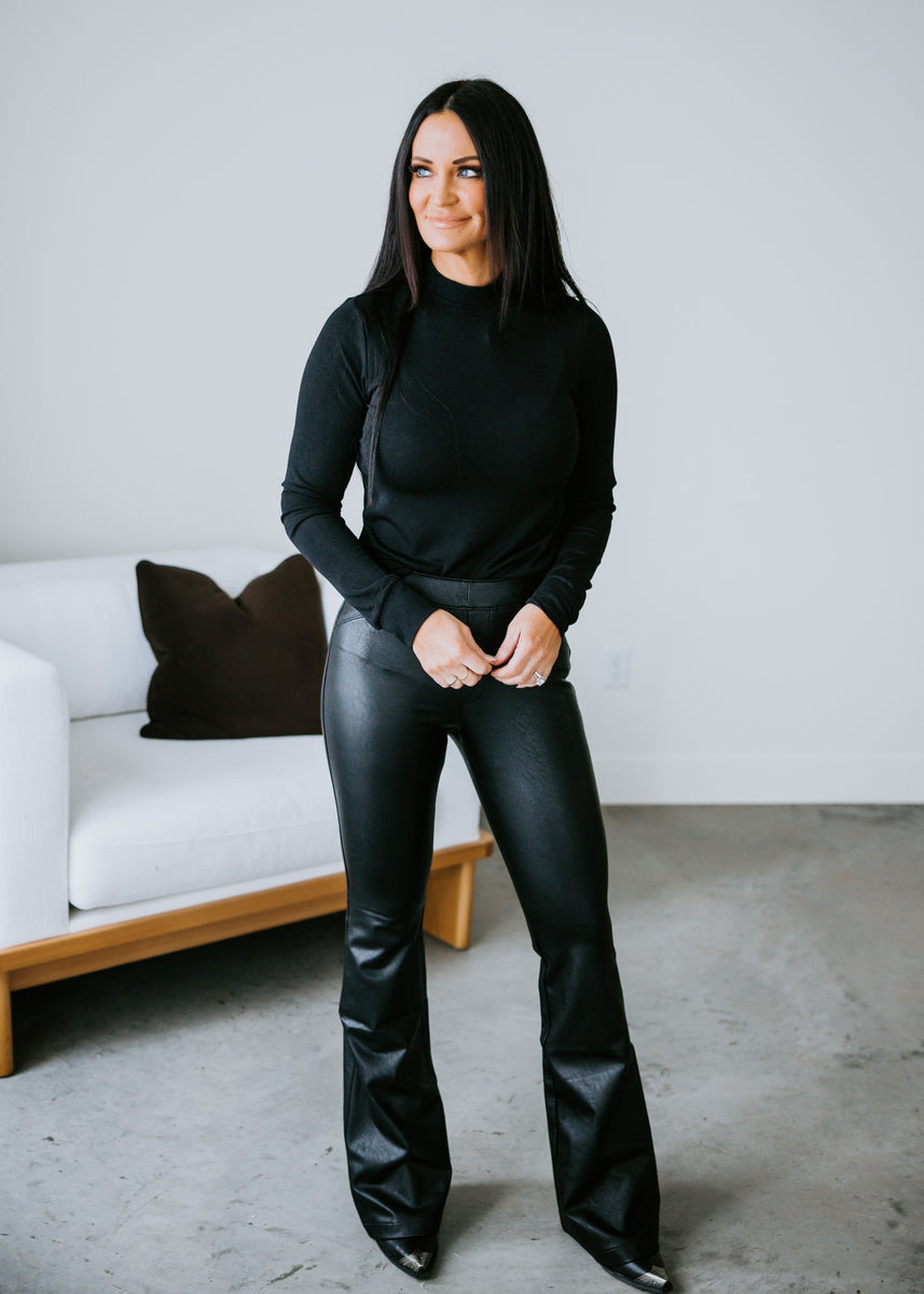 Leather-Like Flare Pants, Leather-Like styles offer a true-leather look  with a comfortable feel that's perfect for the season. Available in XS-3X.  Shop our *NEW* Leather-Like