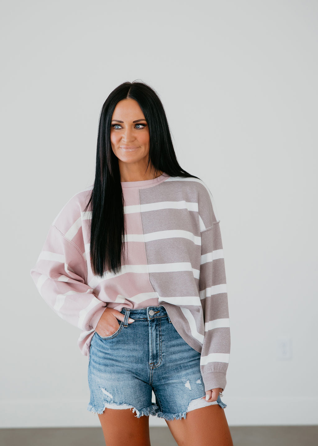 image of Lyra Striped Colorblock Pullover