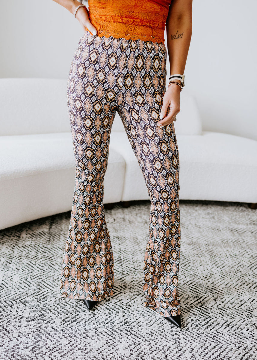 Cadie Printed Bell Bottom Leggings – Lauriebelles