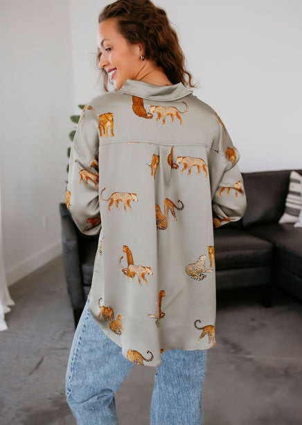 Lia Animal Print Button Down Top