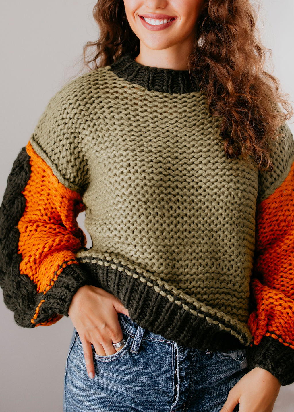 image of Rosalie Colorblock Chunky Sweater