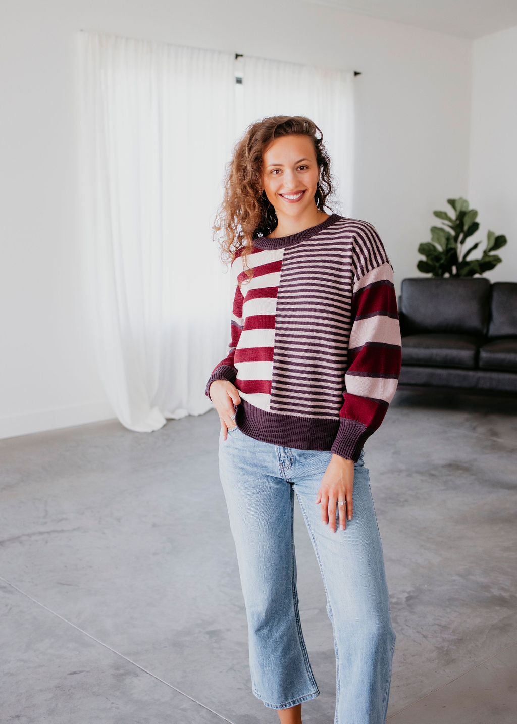 image of Noemi Colorblock Stripe Sweater