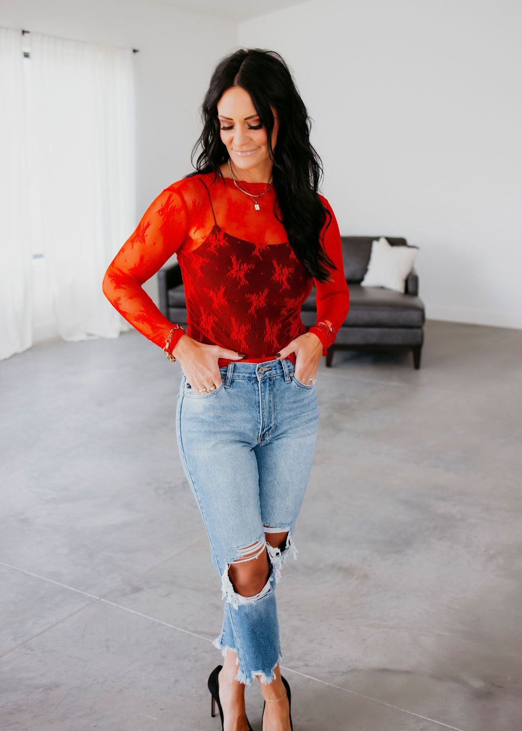 Ember Floral Mesh Top