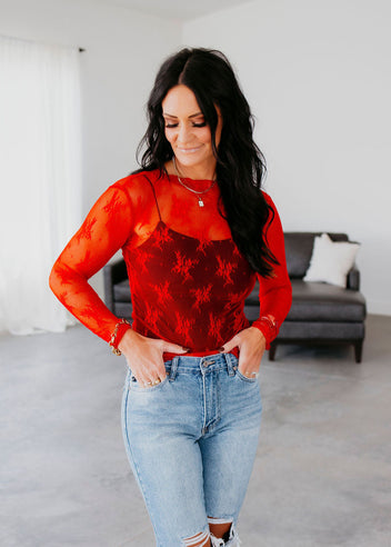 Ember Floral Mesh Top
