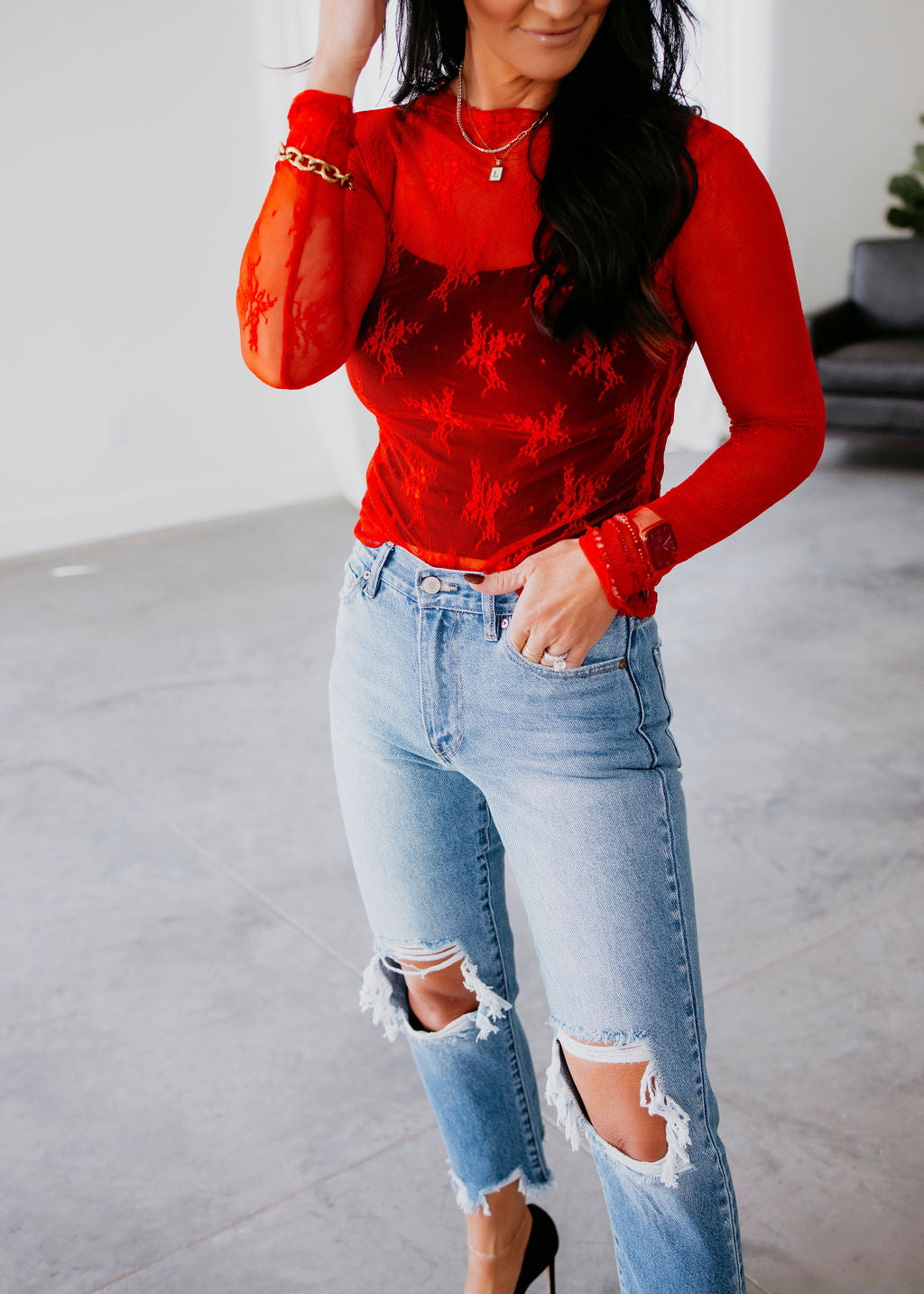 Ember Floral Mesh Top