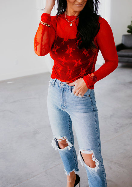 Ember Floral Mesh Top