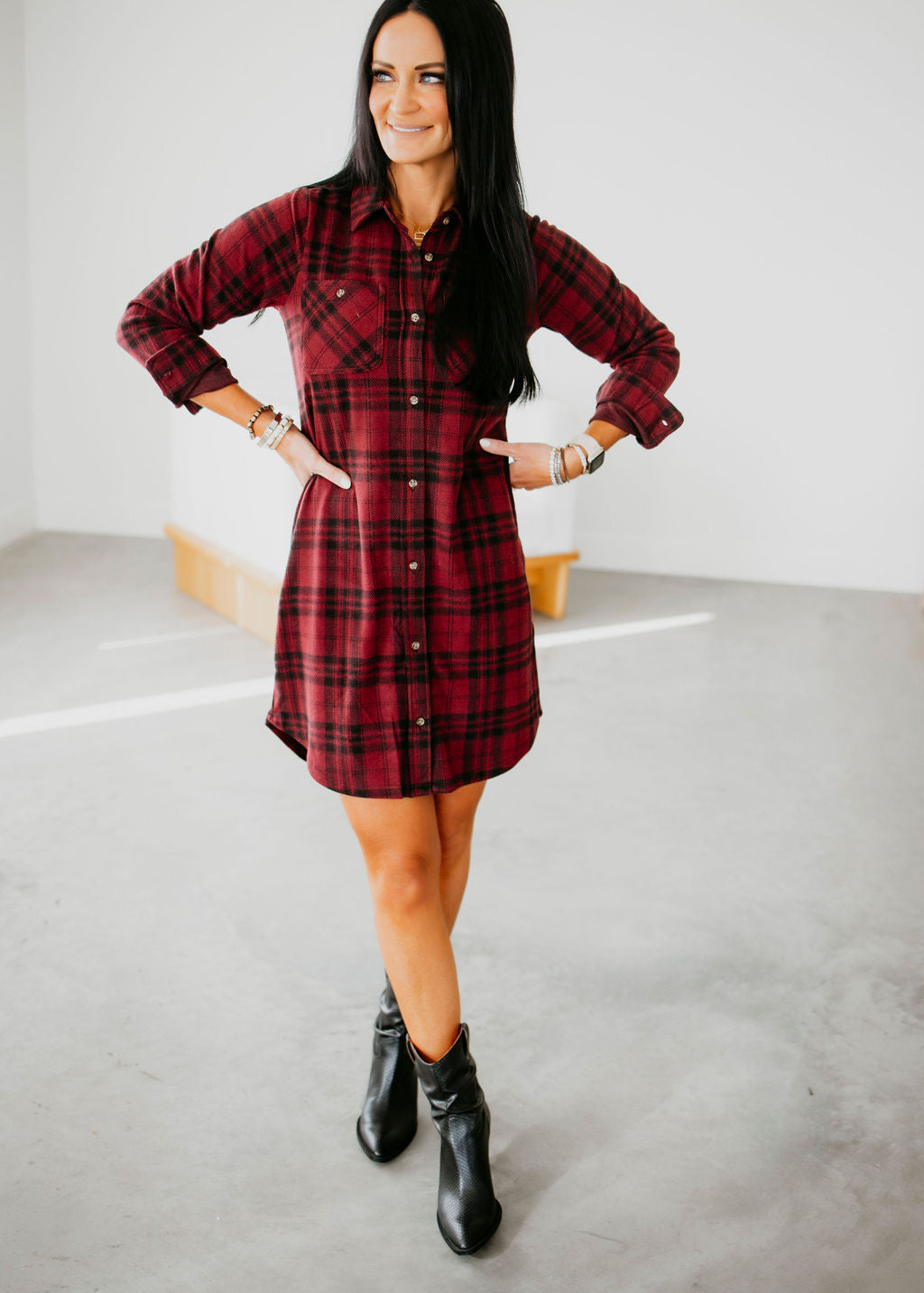 image of Leslie Plaid Dress