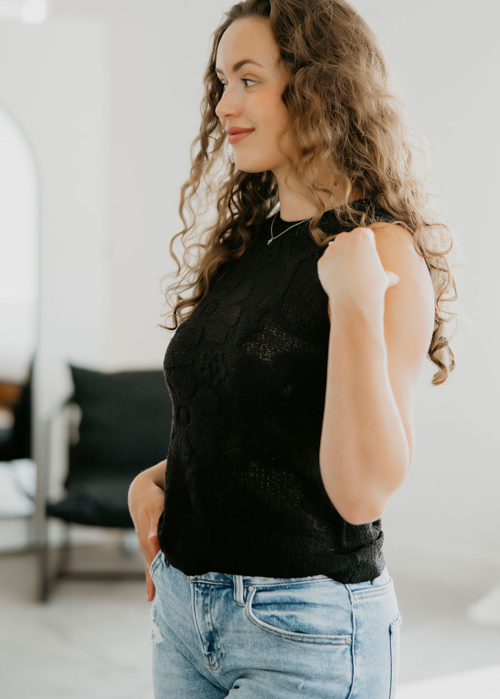 Skyla Floral Mesh Tank