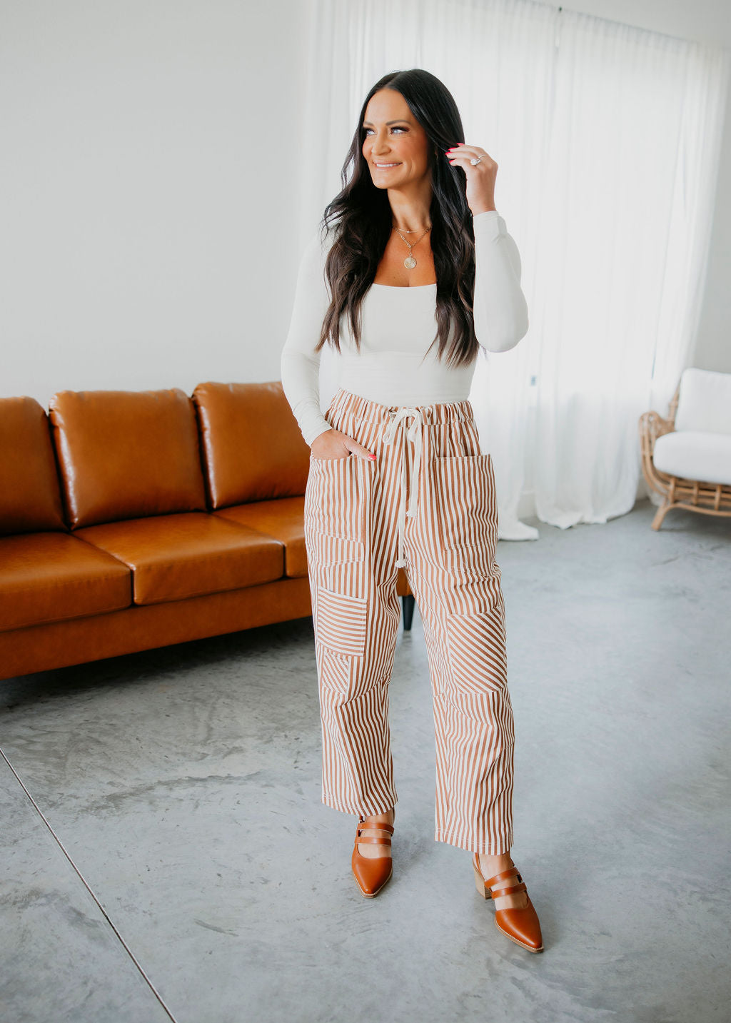 Sheila Striped Barrel Pants