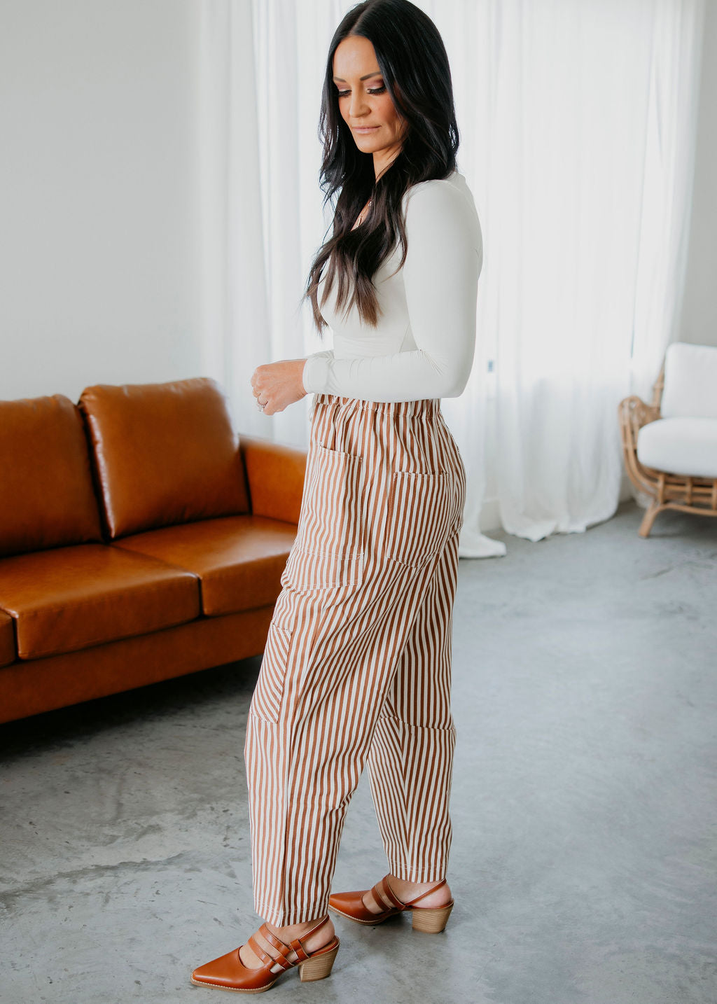 Sheila Striped Barrel Pants