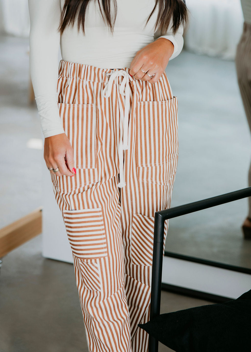 Sheila Striped Barrel Pants
