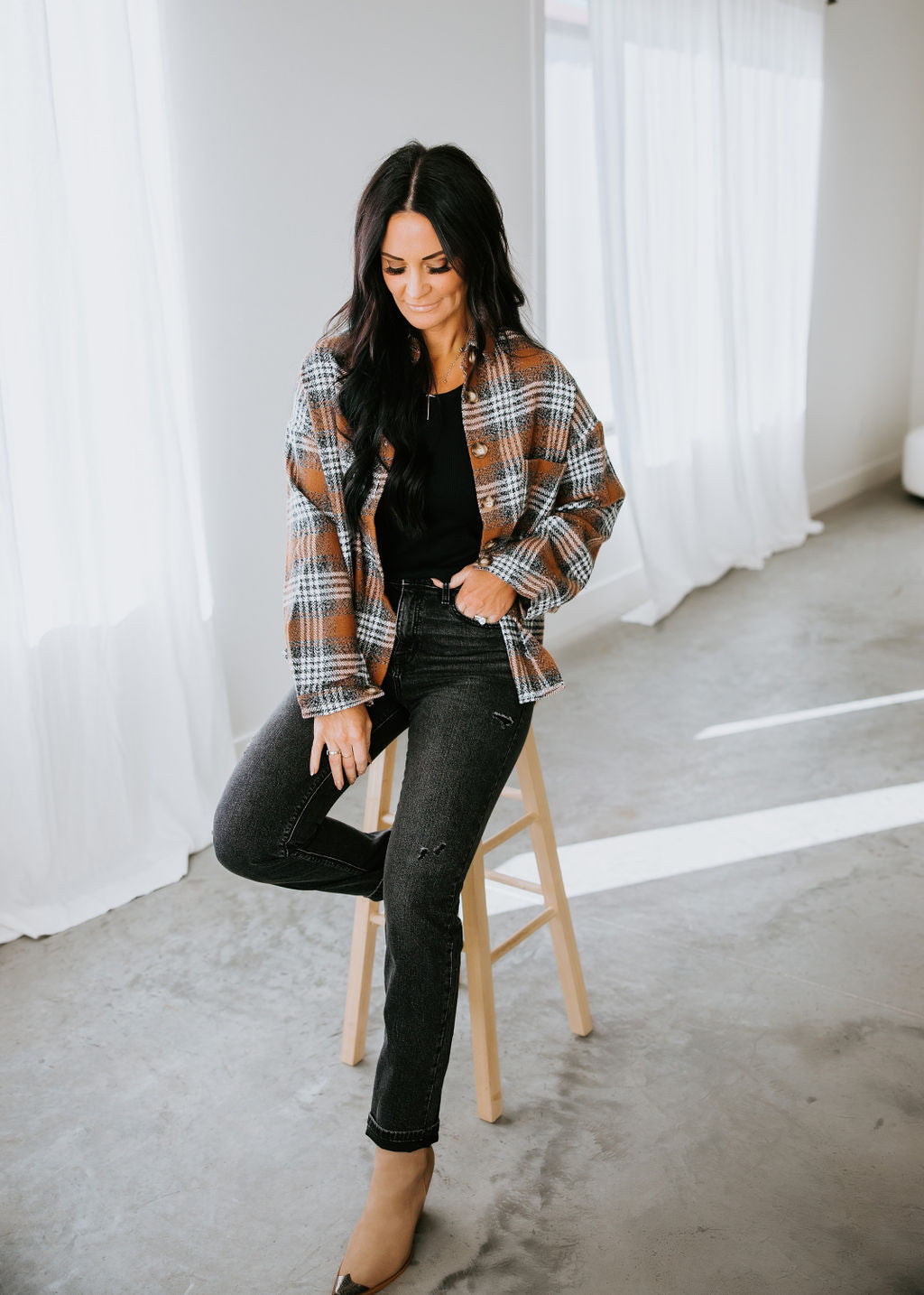 image of Curvy Nellie Plaid Button Down Top