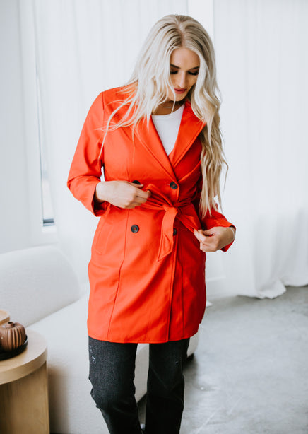 Penelope Faux Leather Trench Coat