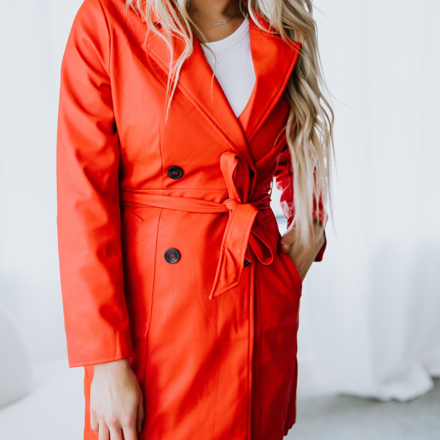 Penelope Faux Leather Trench Coat