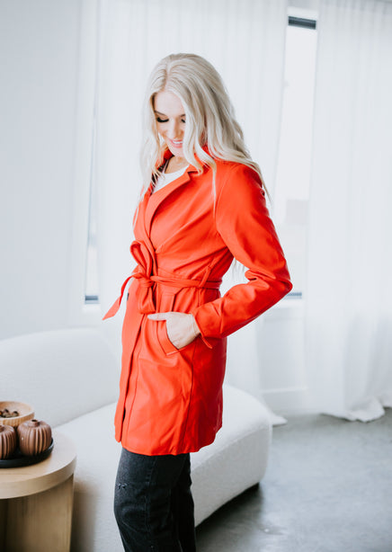 Penelope Faux Leather Trench Coat