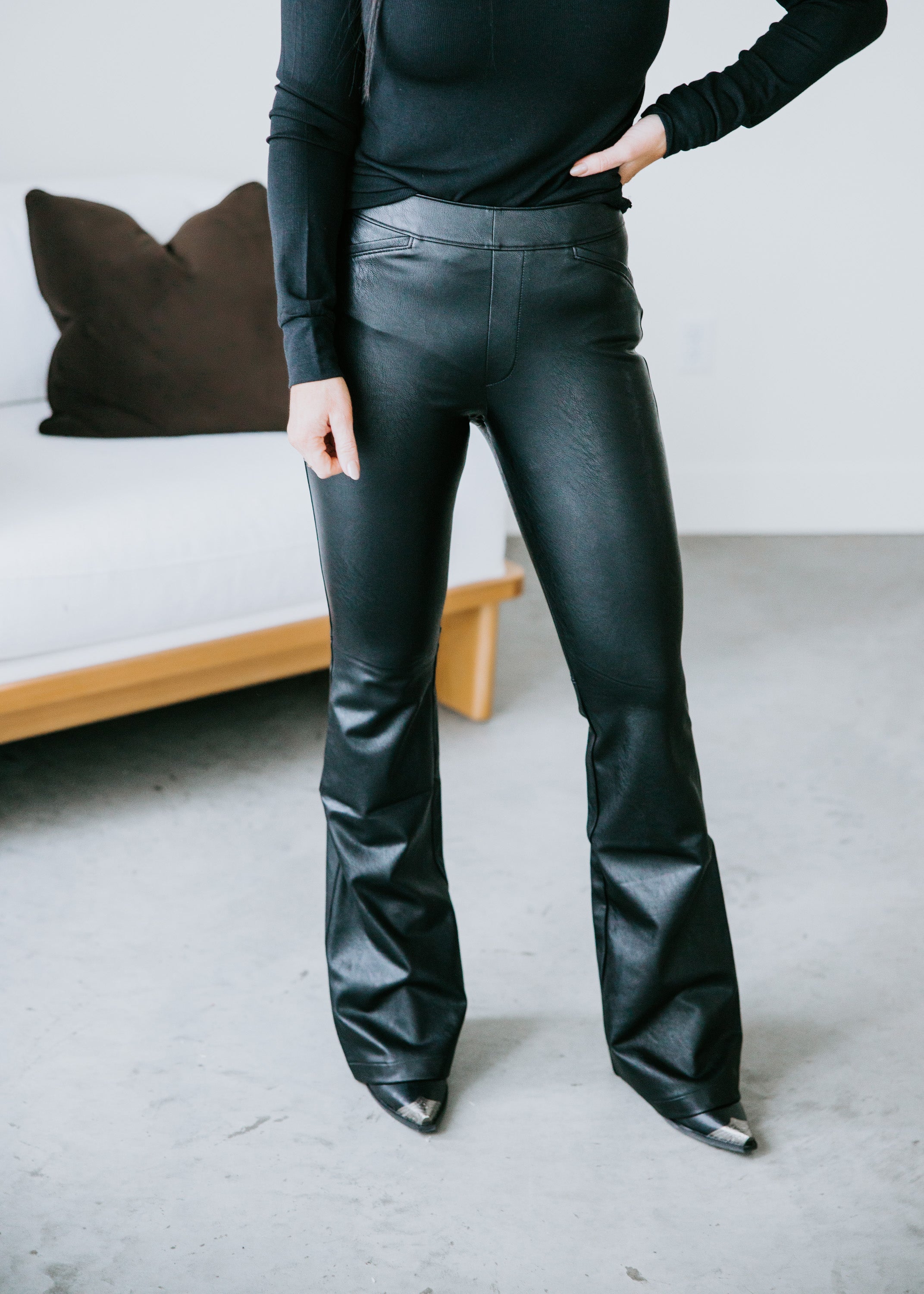 image of Spanx Faux Leather-Like Flare Pants