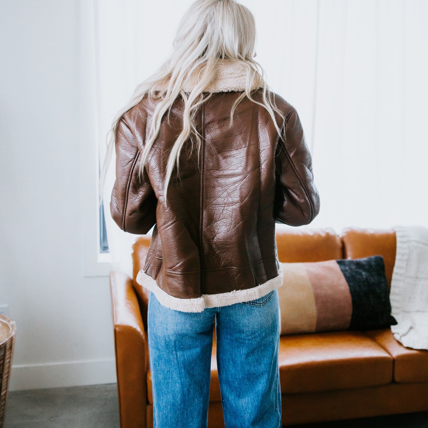 Asher Faux Leather Shearling Jacket