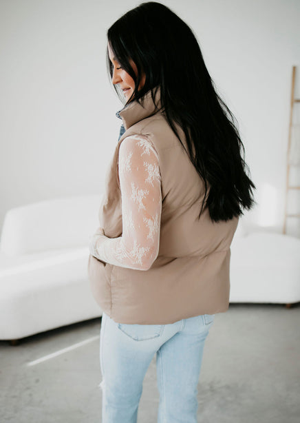 Jenna Denim Layered Puffer Vest