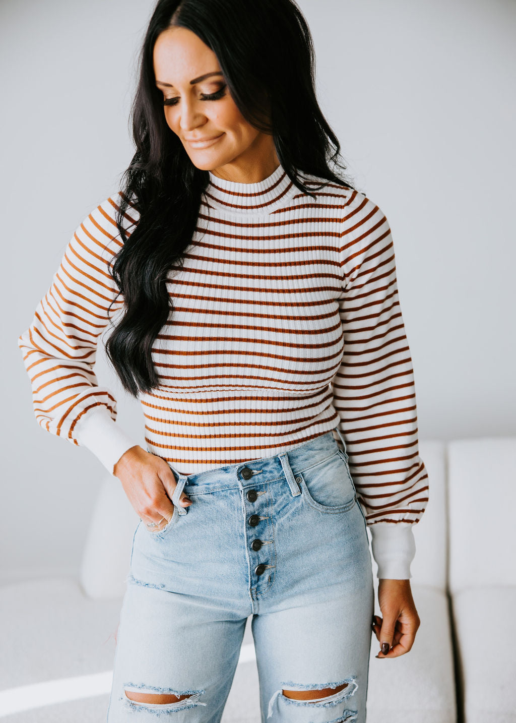 image of Neah Striped Sweater Bodysuit