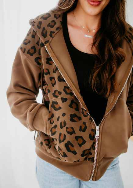 Maye Leopard Print Zip Jacket