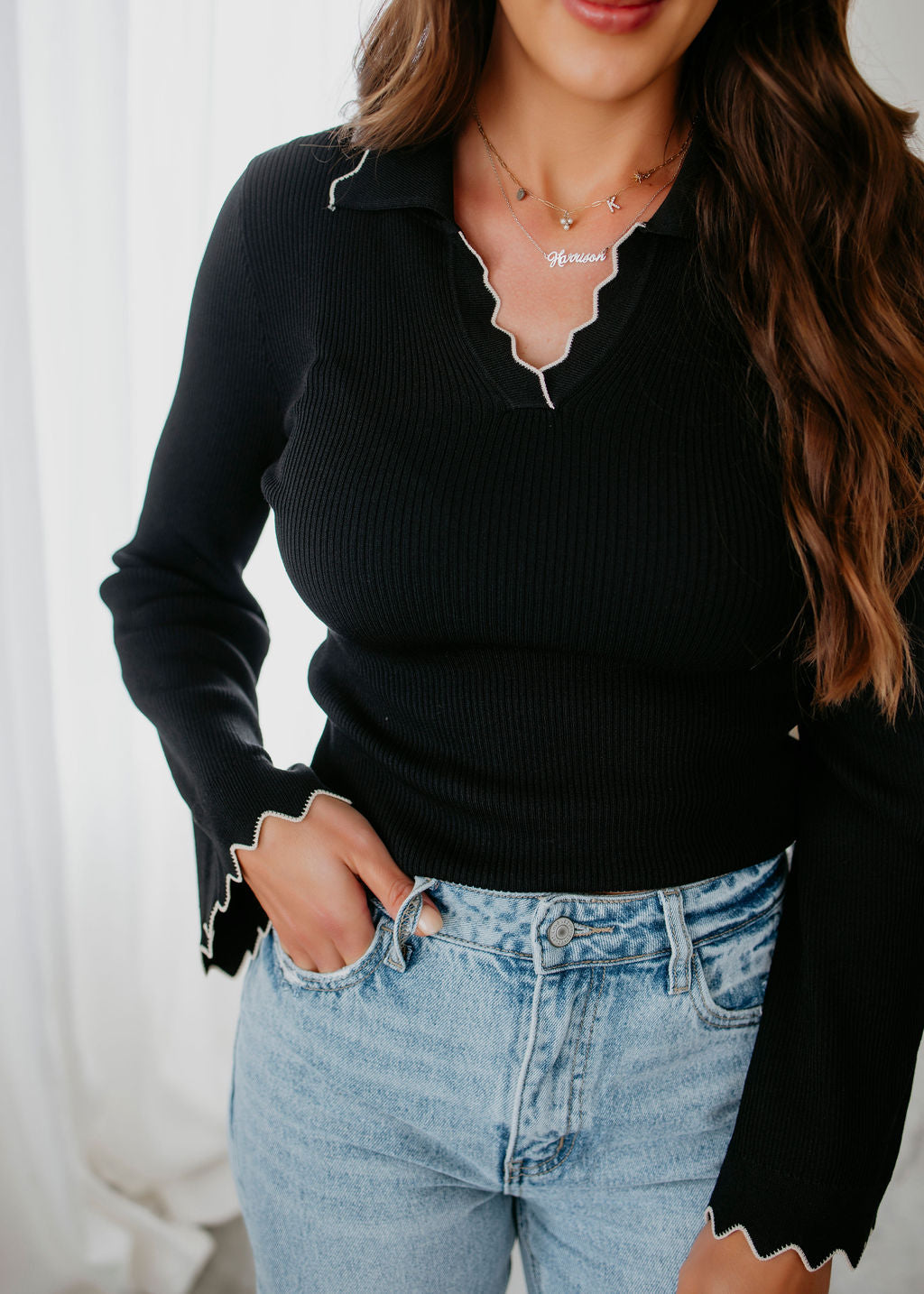 image of Zena Ribbed Knit Top