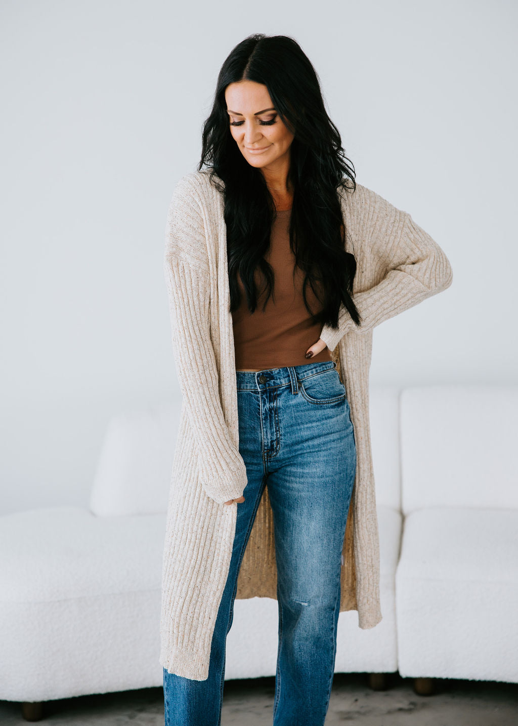 image of Tiyah Ribbed Duster Cardigan