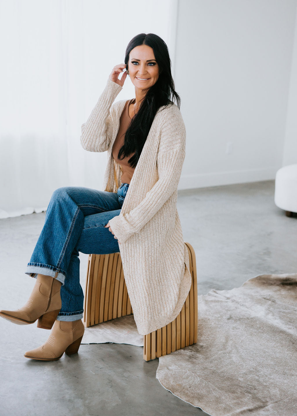 Tiyah Ribbed Duster Cardigan