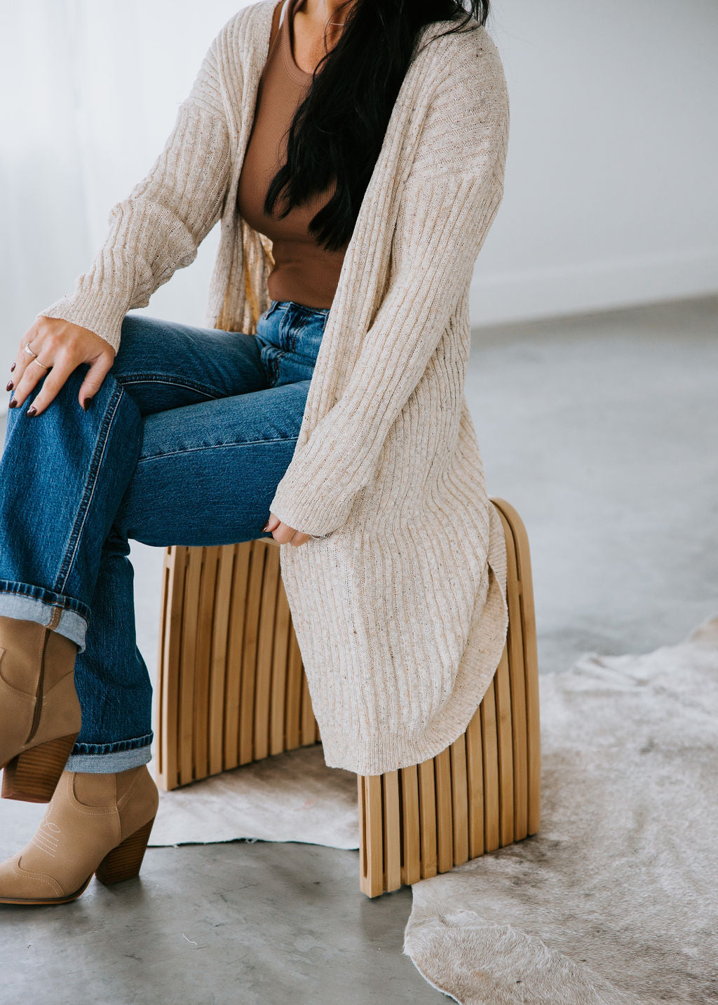 Tiyah Ribbed Duster Cardigan