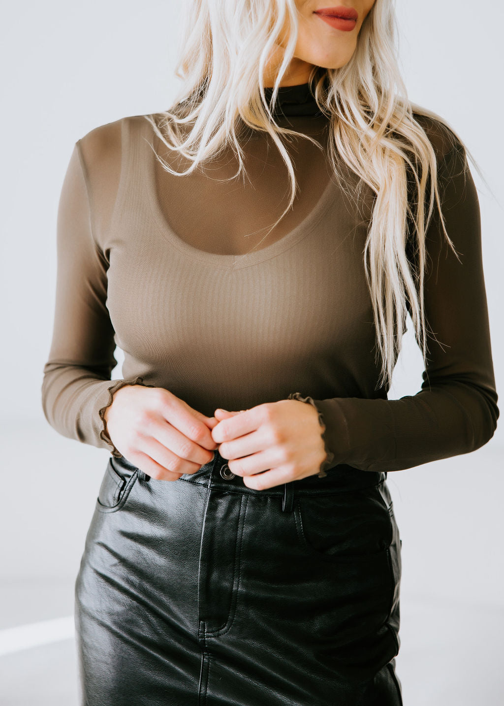 Indy Mesh Mock Neck Top