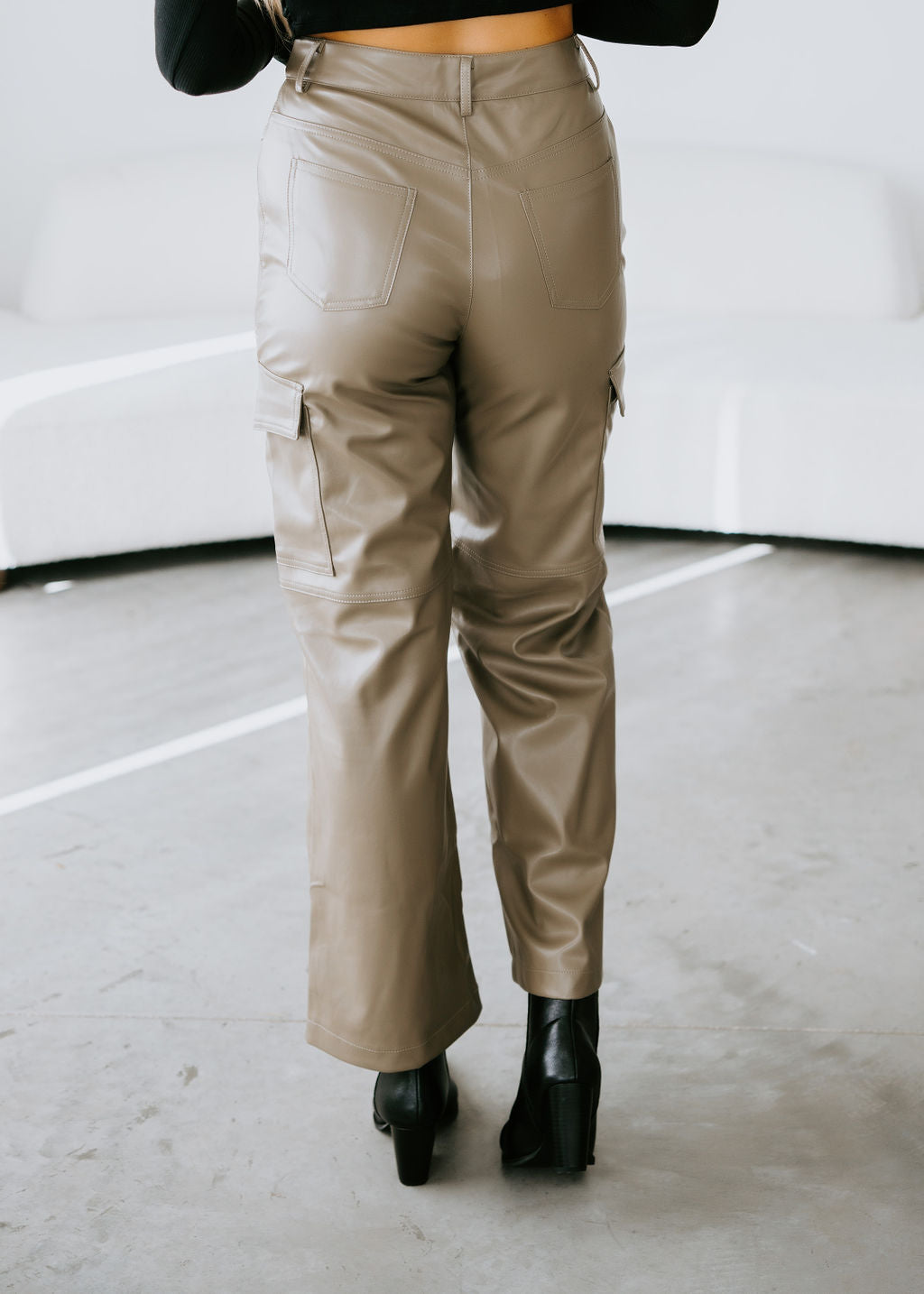 Alma Faux Leather Cargo Pants