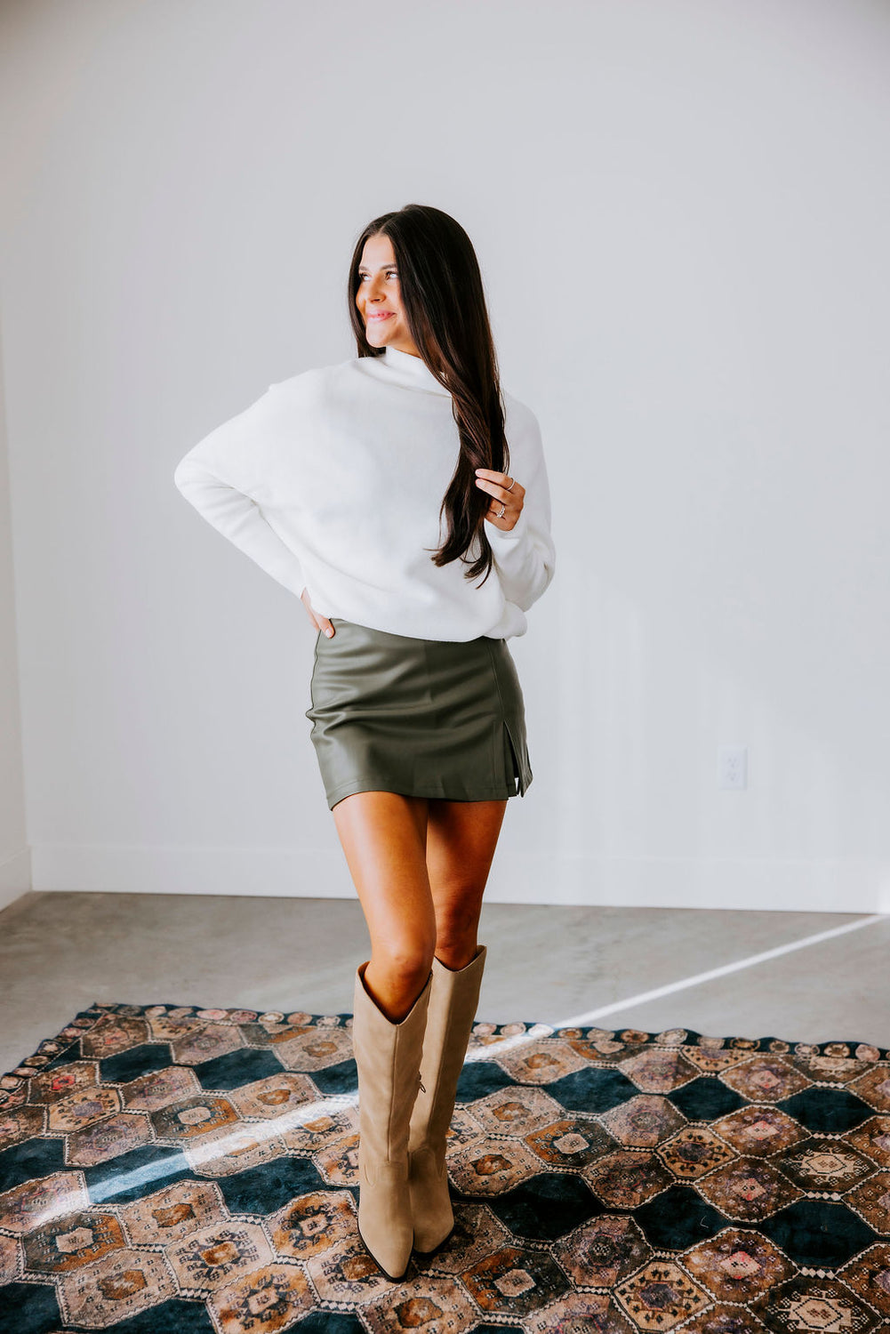 Jaena Faux Leather Skort