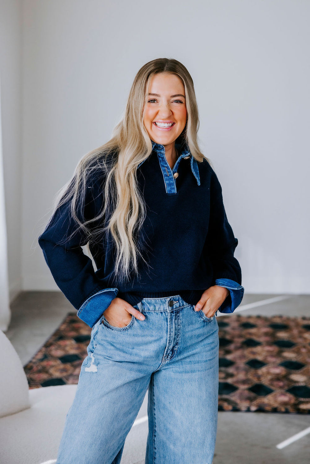 Retta Denim Contrast Sweater
