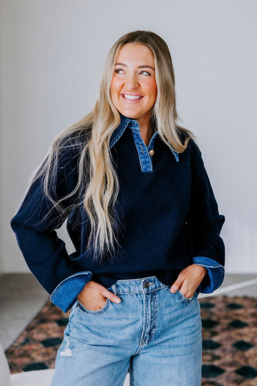 image of Retta Denim Contrast Sweater