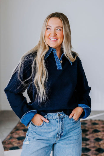Retta Denim Contrast Sweater