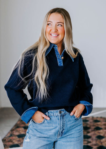 Retta Denim Contrast Sweater product view