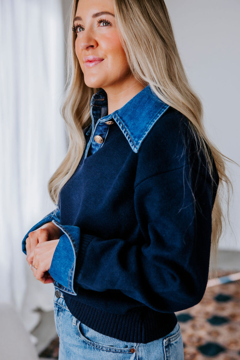 Retta Denim Contrast Sweater