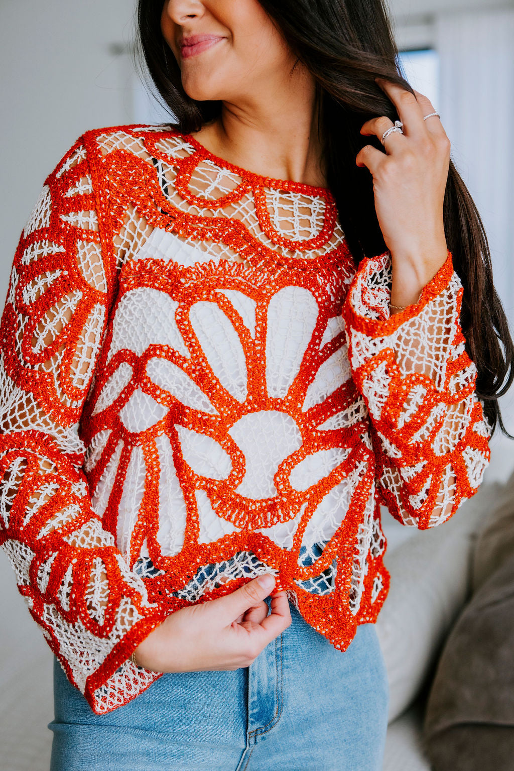 image of Joss Floral Crochet Top