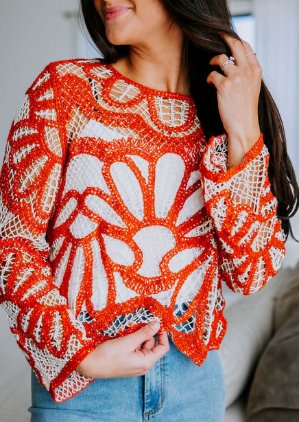 Joss Floral Crochet Top product view