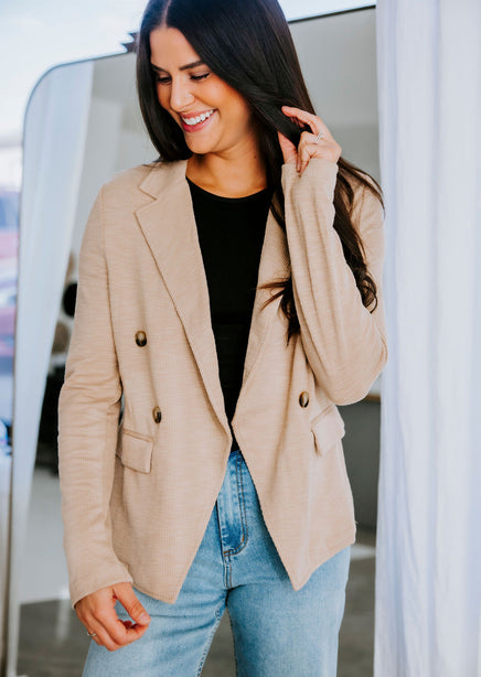 Faelynn Double Breasted Knit Blazer product view