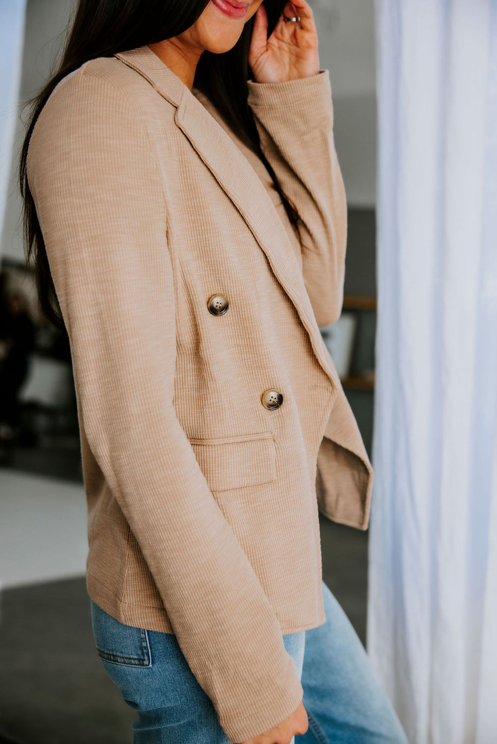 Faelynn Double Breasted Knit Blazer