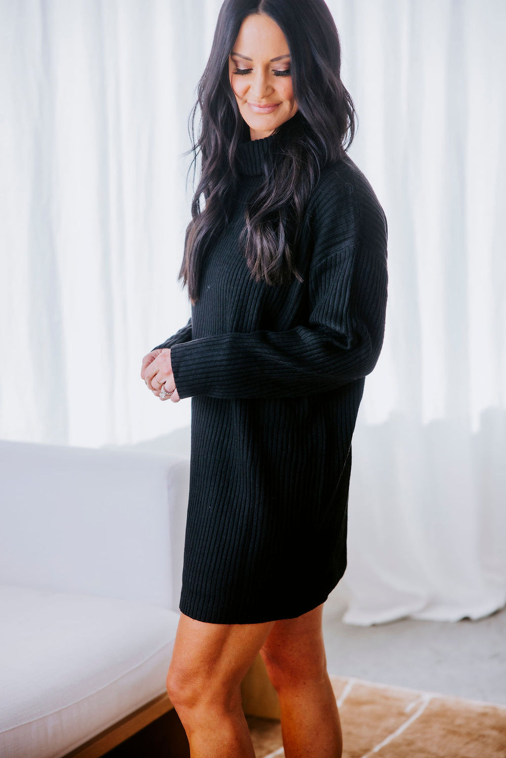 Audrey Turtleneck Mini Sweater Dress
