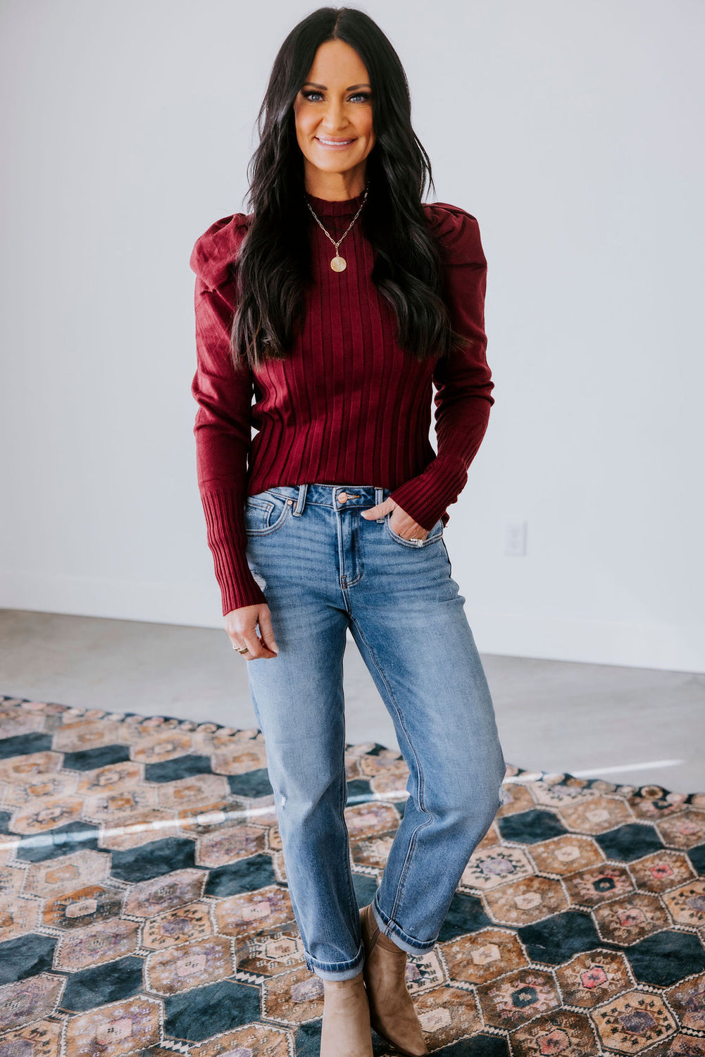 Desiree Mock Neck Knit Top