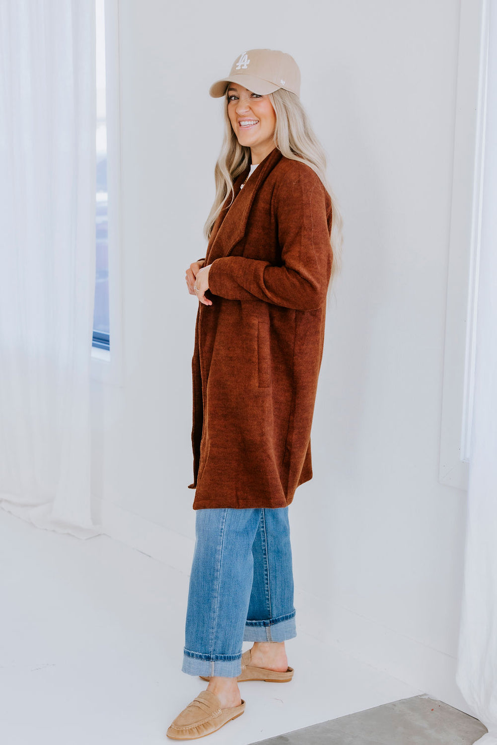 Thatcher Open Front Pocketed Coatigan