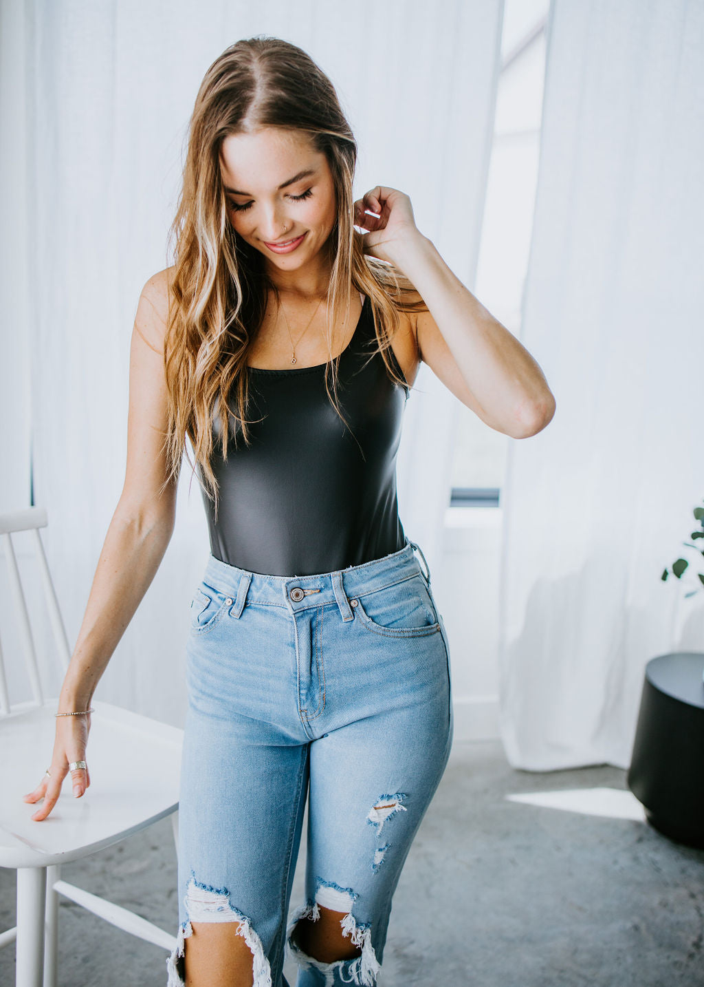 Karma Faux Leather Bodysuit