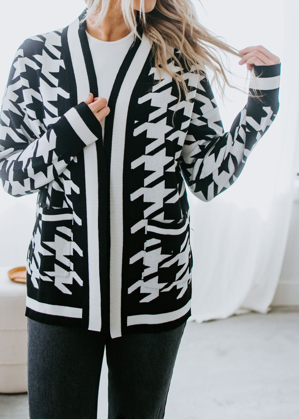 Brynn Houndstooth Knit Cardigan