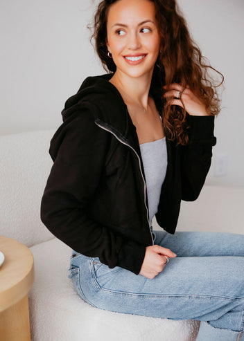 Ria Fleece Cropped Zip Hoodie