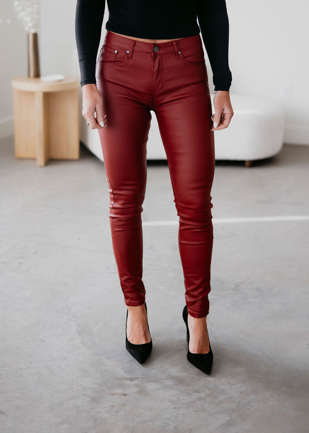 image of Reed Faux Leather Skinny Jeans