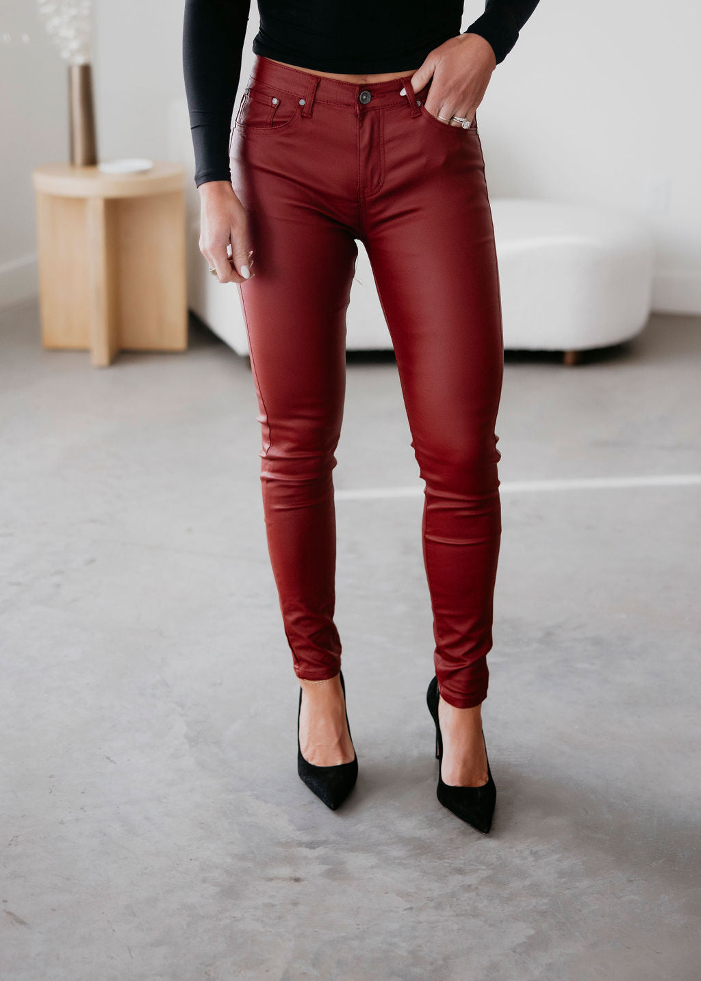 Reed Faux Leather Skinny Jeans