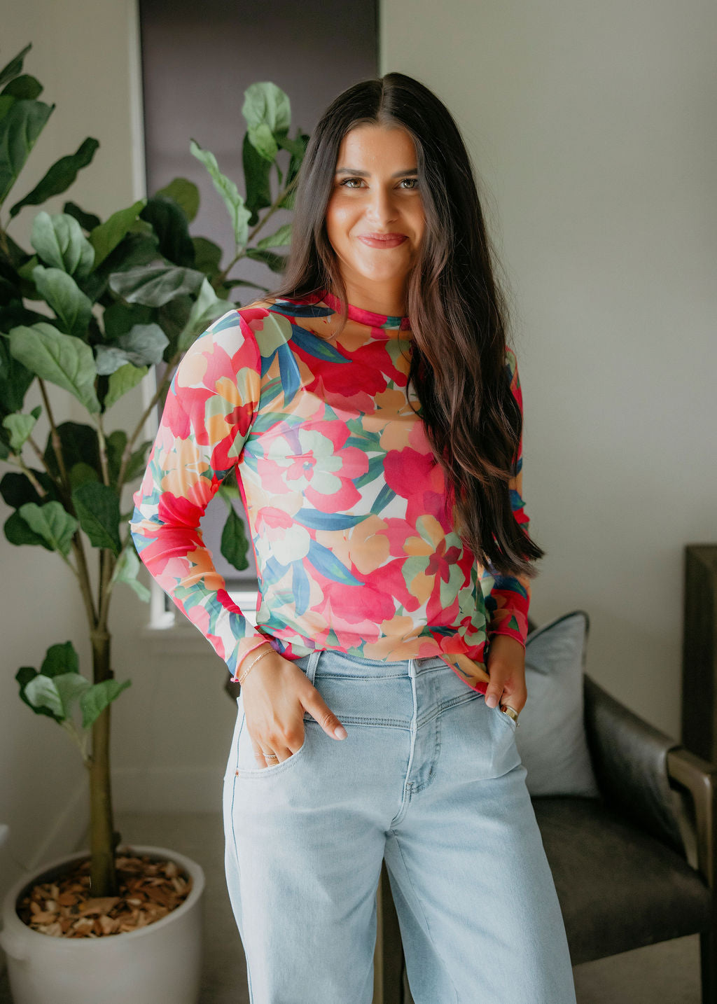 image of Anica Floral Mesh Top