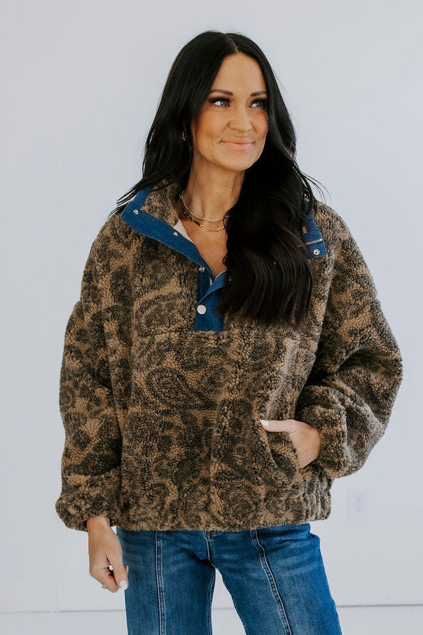 Beatrice Paisley Sherpa Pullover
